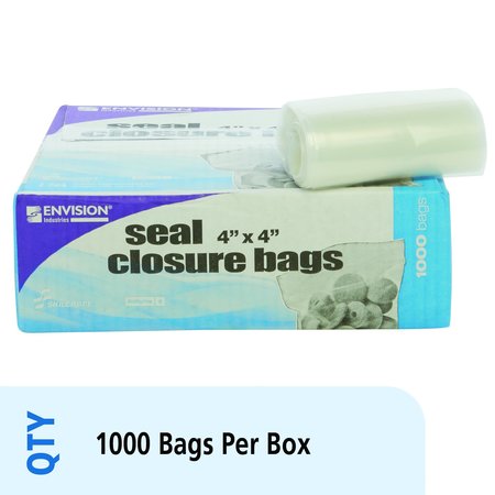 Stout By Envision Clear Resealable Zipper Seal Storage Bags  4 x 4 Case of 1000 Bags, 1000PK ZF-001C